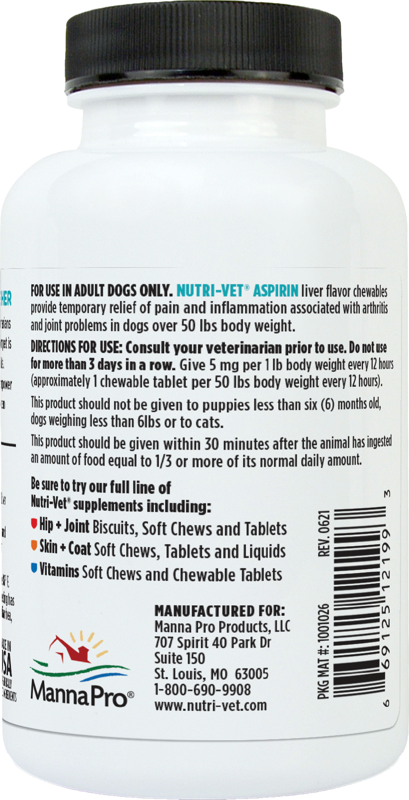 Aspirin for Dogs Chewable Tablets Dog Pain Relief NutriVet