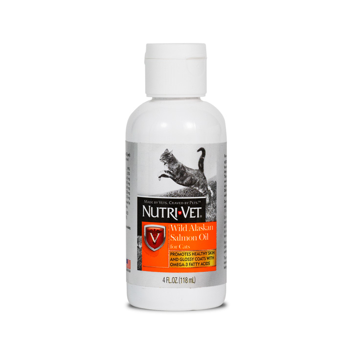 NutriVet’s fish oil for cats combats dry skin and a lusterless coat.