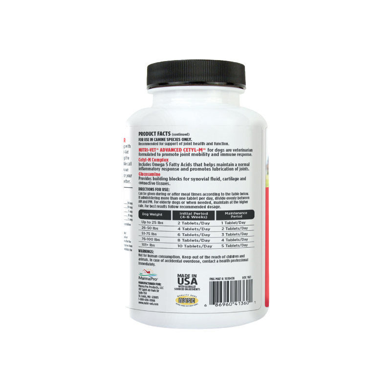 Nutri-Vet Cetyl-M Joint Supplement back